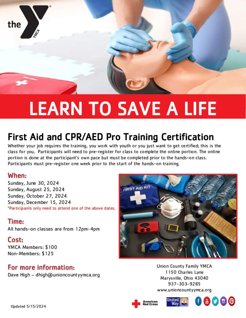 First Aid and CPR AED Pro Training 2024 revised – UNION COUNTY FAMILY YMCA